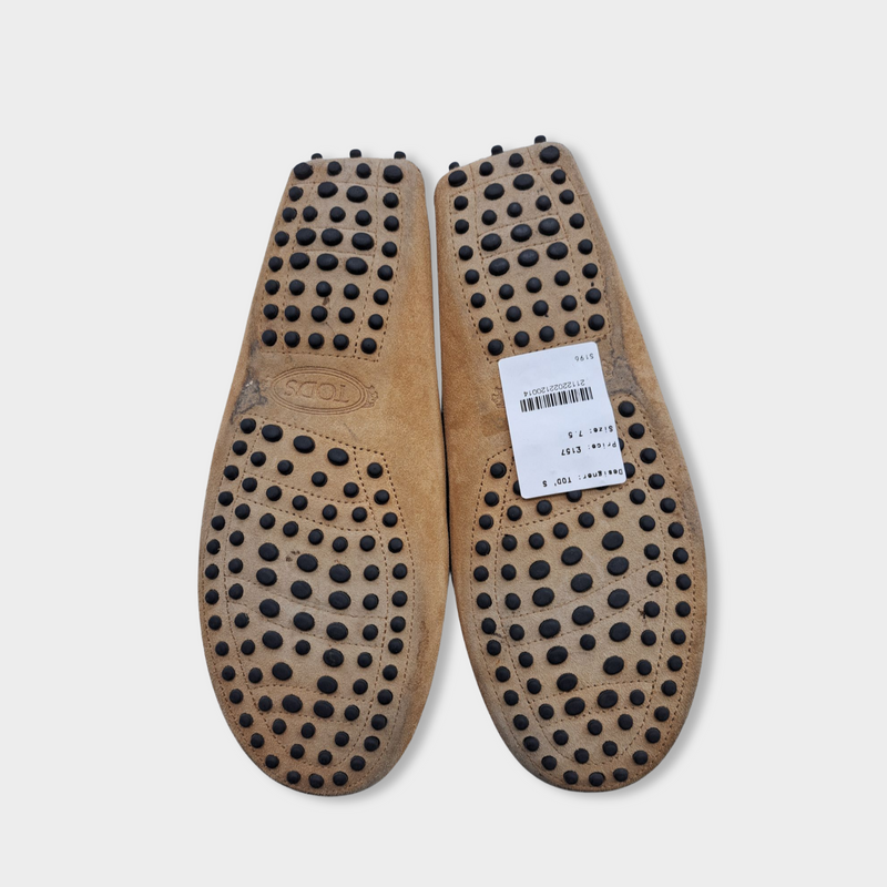 TOD'S beige suede loafers