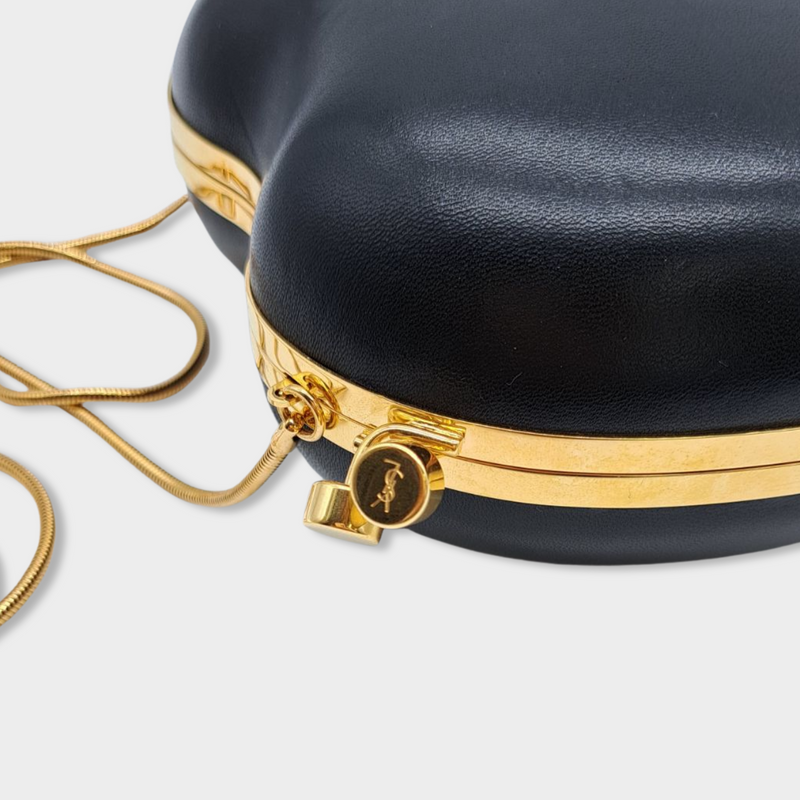 SAINT LAURENT black leather heart bag