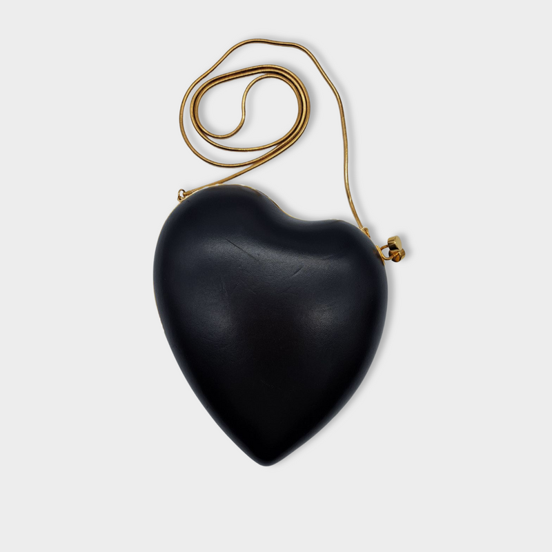 SAINT LAURENT black leather heart bag