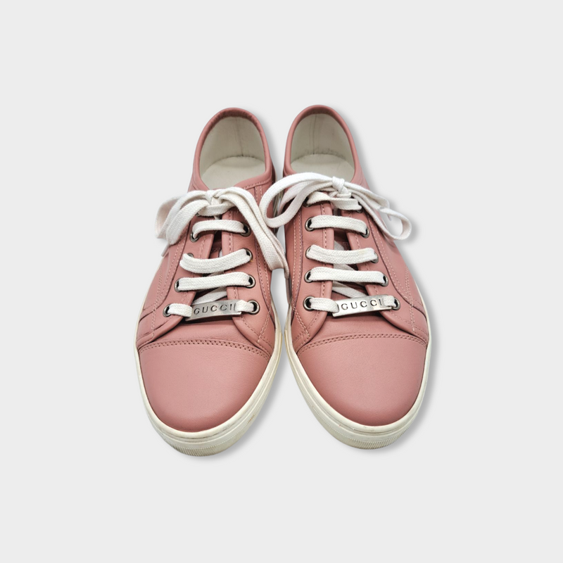 pre-loved GUCCI pink leather sneakers