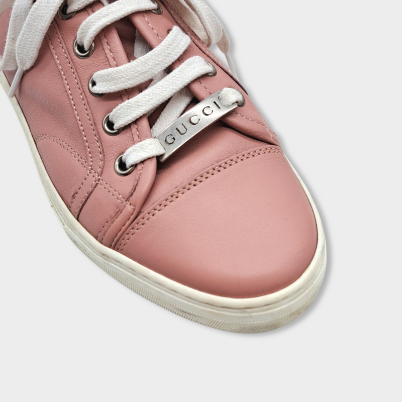 second-hand GUCCI pink leather sneakers