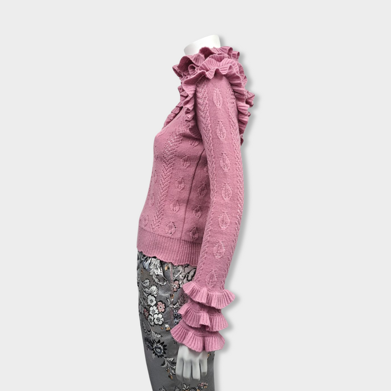 second-hand GUCCI lilac wool jumper with frill details