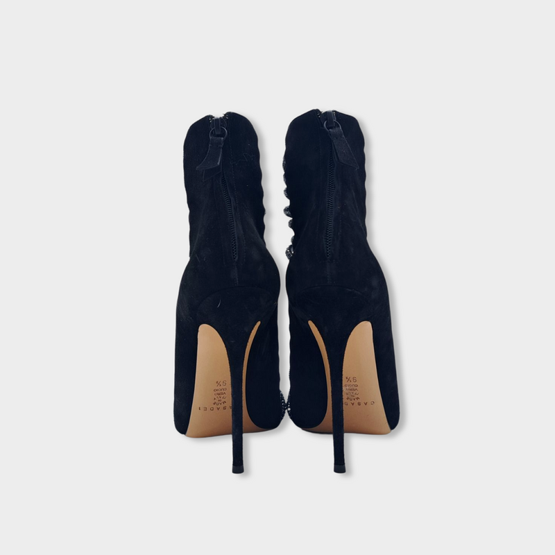 CASADEI black suede heels with crystals