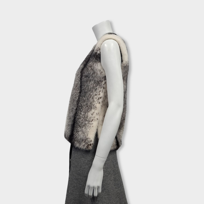 second-hand LILLY E VIOLETTA ecru and brown visone mink fur gilet