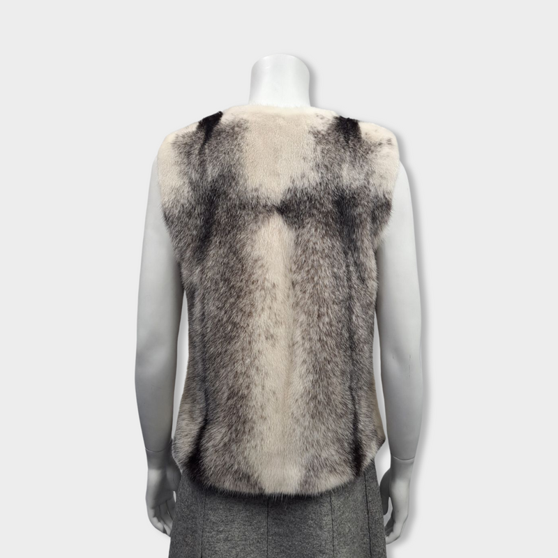 LILLY E VIOLETTA ecru and brown visone mink fur gilet | Size One size