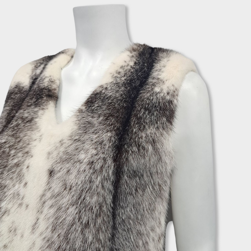 pre-loved LILLY E VIOLETTA ecru and brown visone mink fur gilet