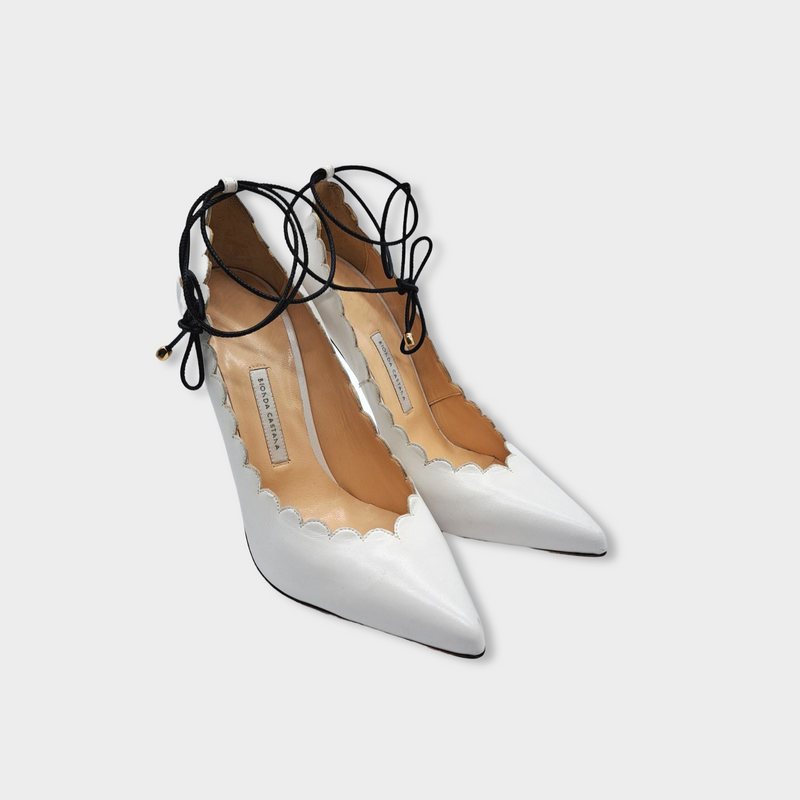 BIONDA CASTANA white leather heels