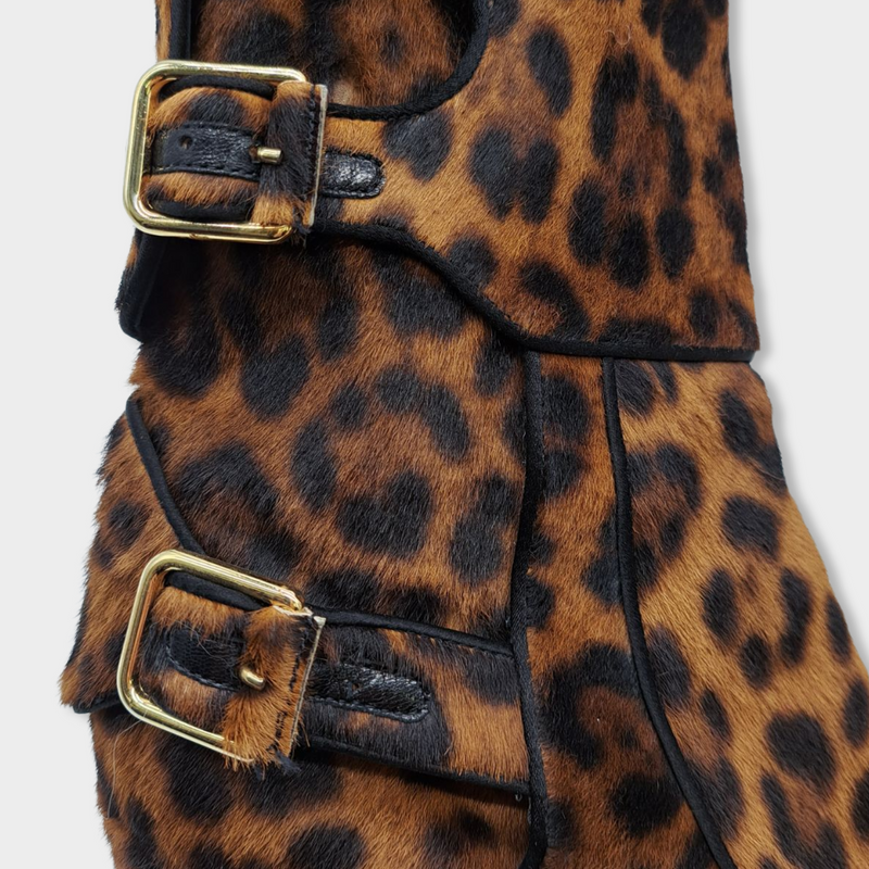 second-hand LAURENCE DECADE black and brown animal print pony skin boots