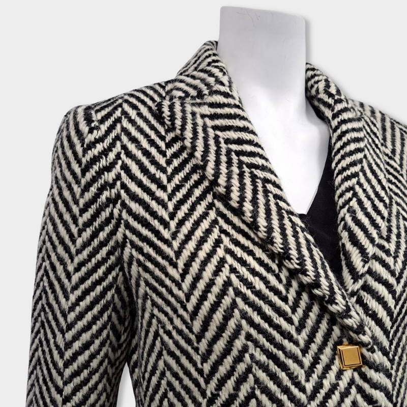 pre-loved EMANUEL UNGARO black and white wool coat
