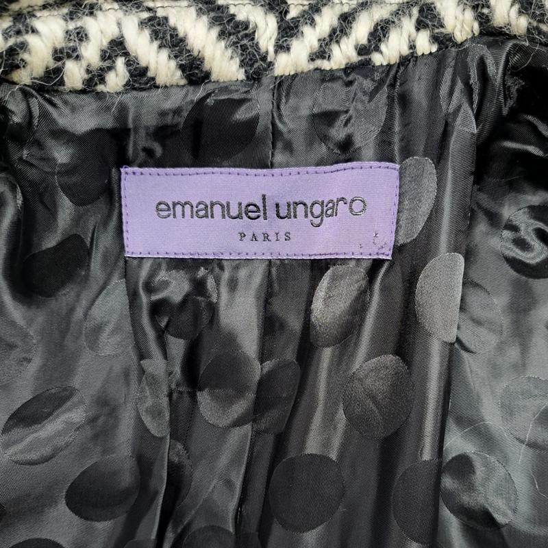 EMANUEL UNGARO black and white wool coat