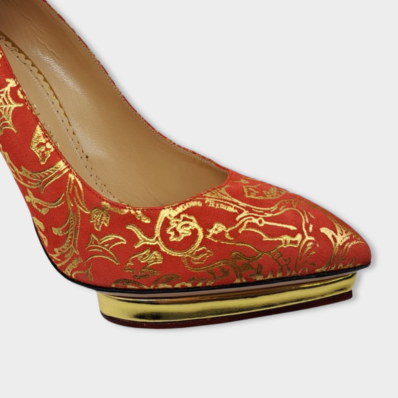 second-hand CHARLOTTE OLYMPIA red suede platform