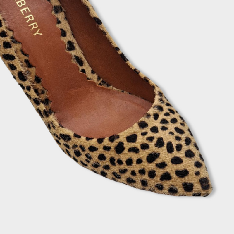 second-hand MULBERRY beige and black animal print pony skin heels