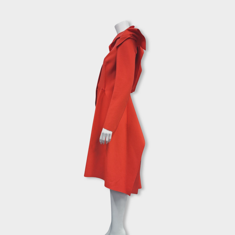 second-hand BOTTEGA VENETA poppy seed red wool and cashmere coat