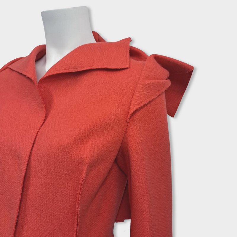 pre-loved BOTTEGA VENETA poppy seed red wool and cashmere coat