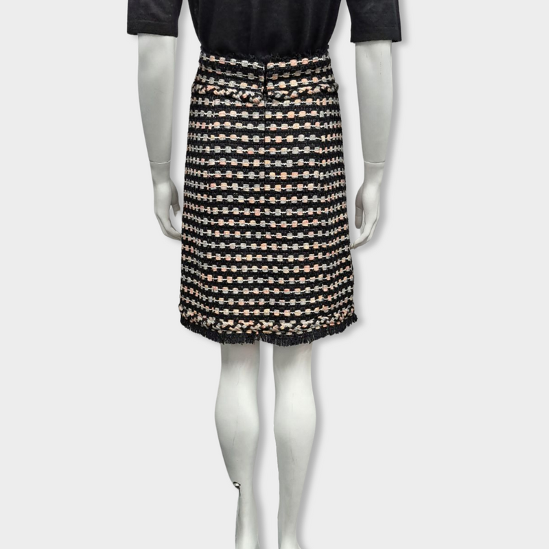 CHANEL black tweed skirt with pink and grey details