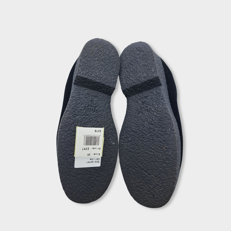 CÉLINE black velvet platform loafers
