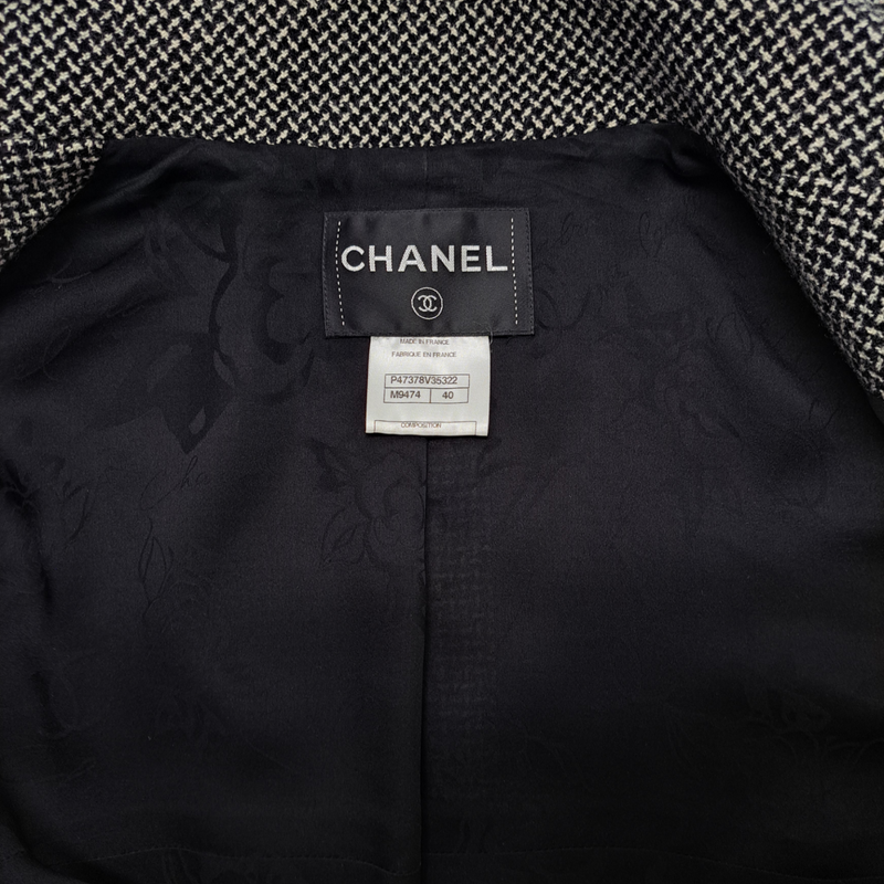 CHANEL black and white wool coat