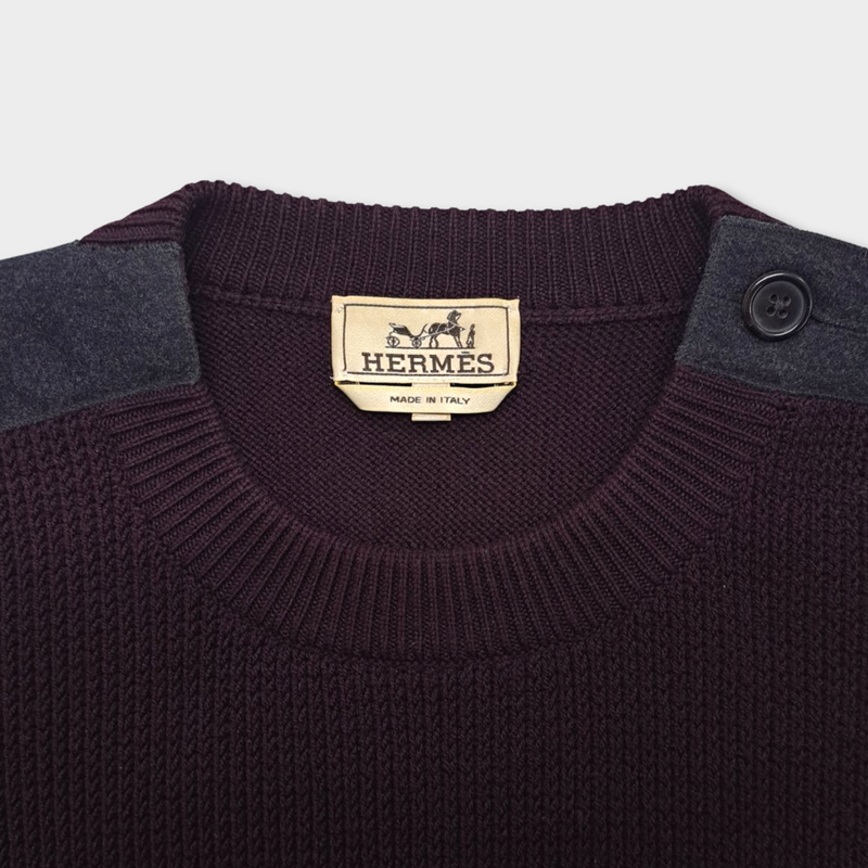 HERMÈS burgundy wool jumper