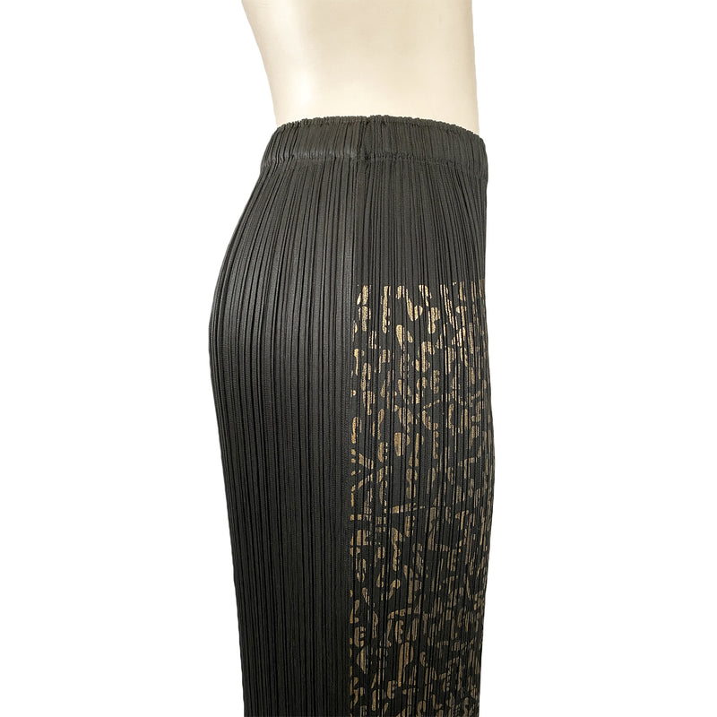Pleats Please Issey Miyake Gold and Black Skirt