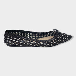 pre-owned PRADA black and white weave leather ballet flats | Size EU37.5 UK4.5