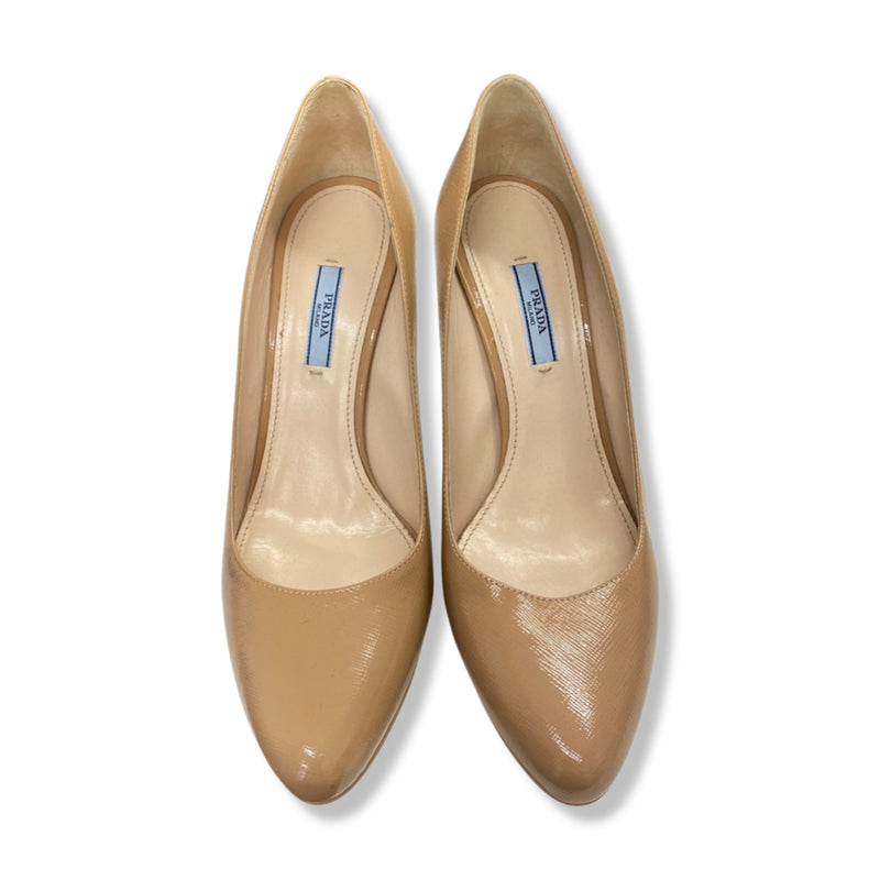 second-hand PRADA nude leather heels | Size 40.5