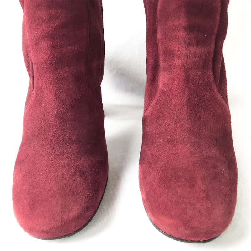Prada burgundy suede boots