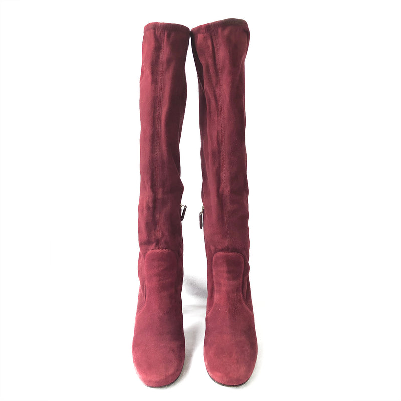 Prada burgundy suede boots