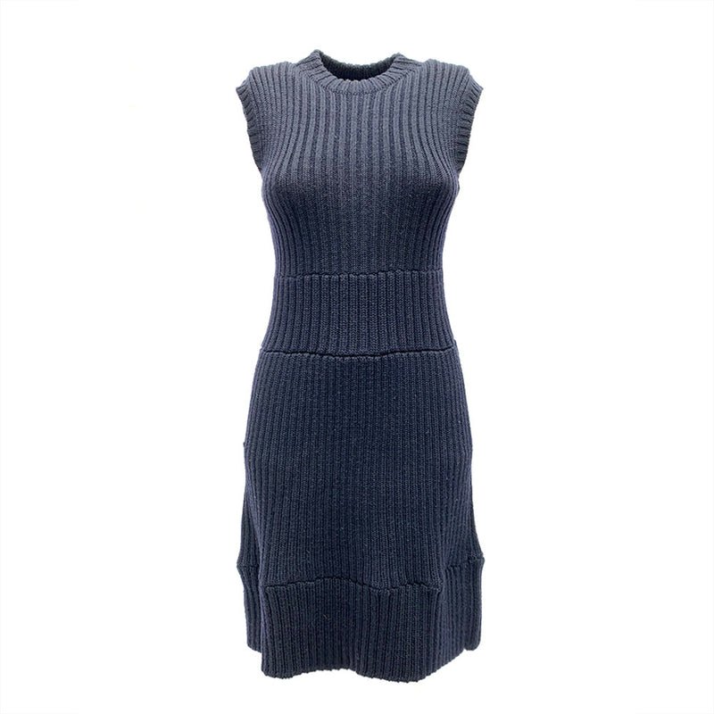 Prada knitted navy ribbed dress | size IT42