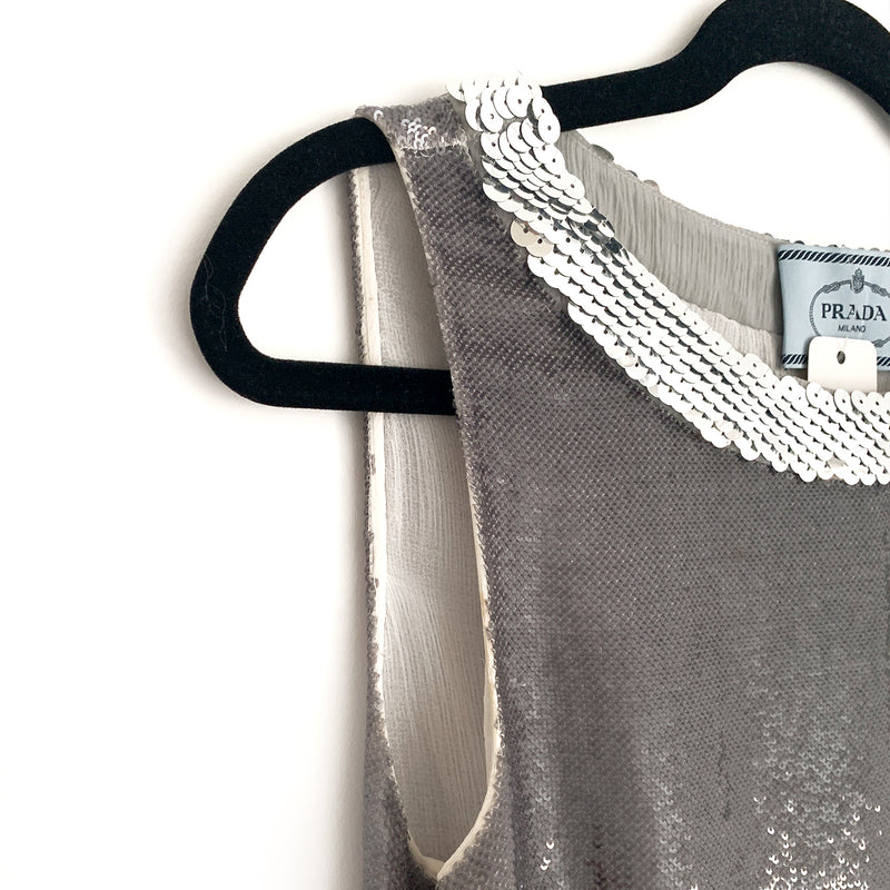 PRADA silver and grey sequin loose fit dress