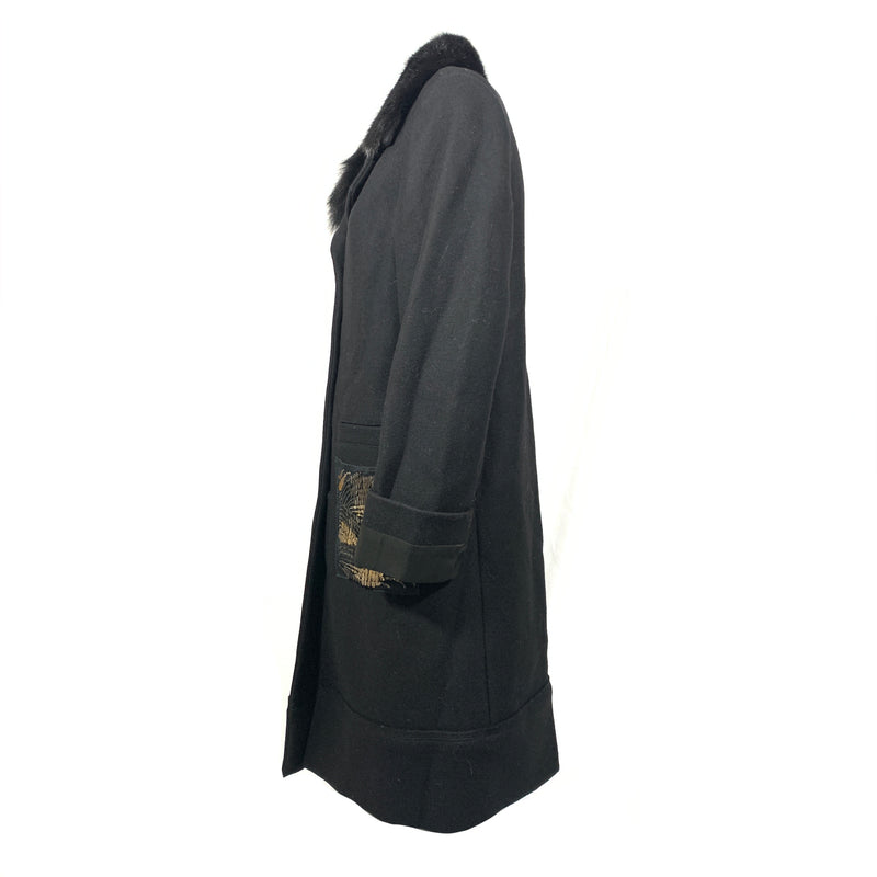 Prada black coat with gold embellished pockets