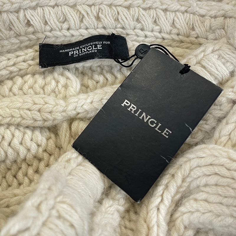 Pringle ecru cashmere scarf sleeve