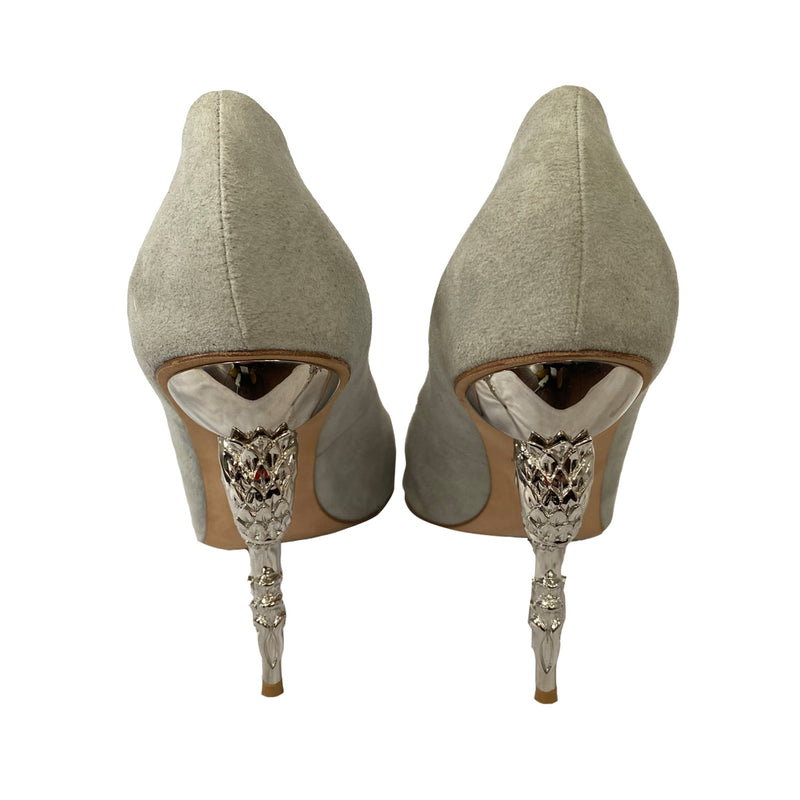 Ralph&Russo baroque pump moonshadow suede heels