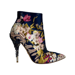second hand Ralph&Russo flower print silk ankle boots