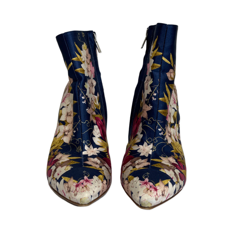 Ralph&Russo flower print silk ankle boots