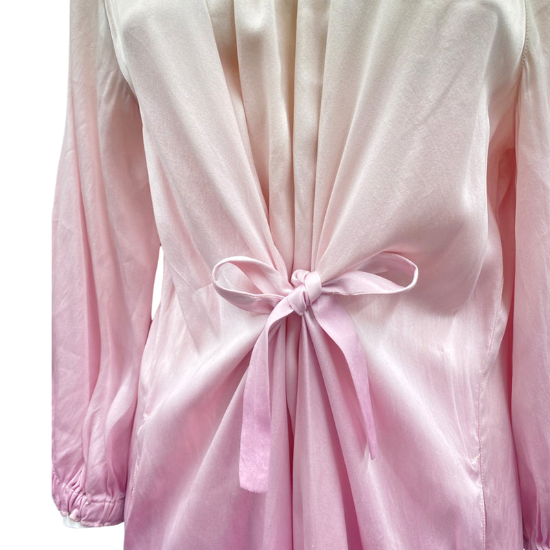 pre-owned RAQUEL ALLEGRA ecru and lilac silk dress | Size UK6