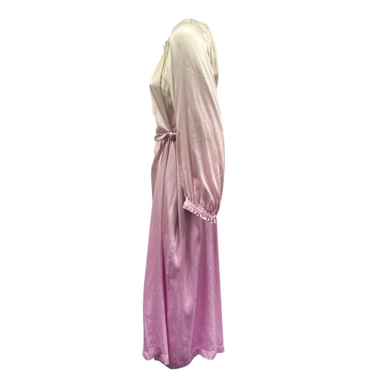 second-hand RAQUEL ALLEGRA ecru and lilac silk dress | Size UK6