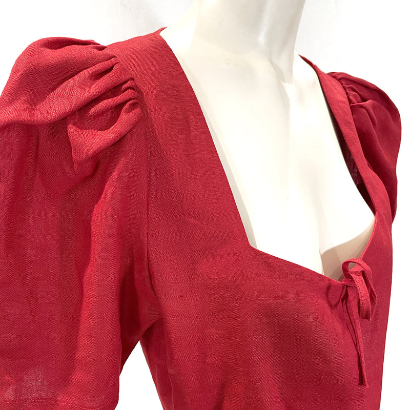 Reformation Red Puff Sleeve Top UK 