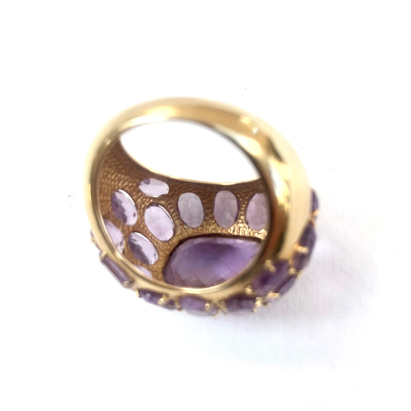 Bespoke gold ring with Amethyst stones