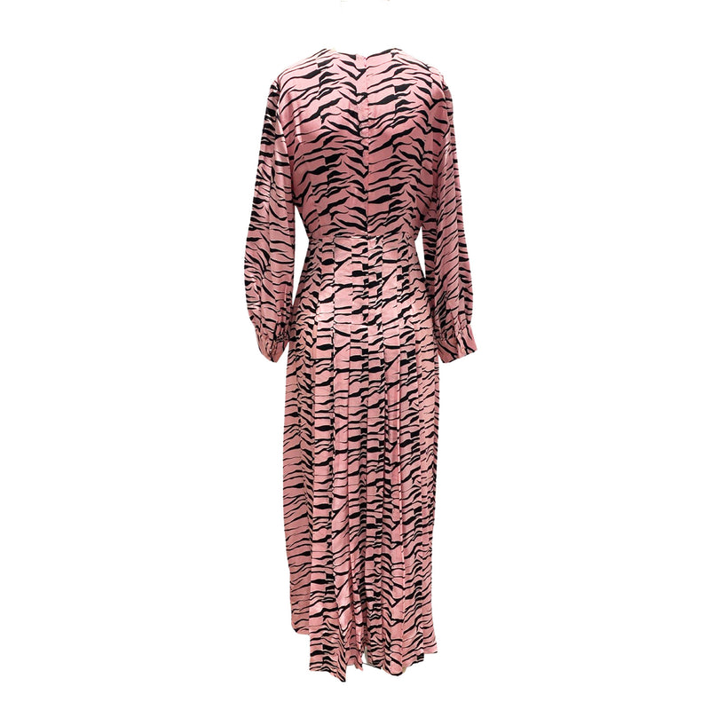 second-hand Rixo pink animal print silk dress | Size S