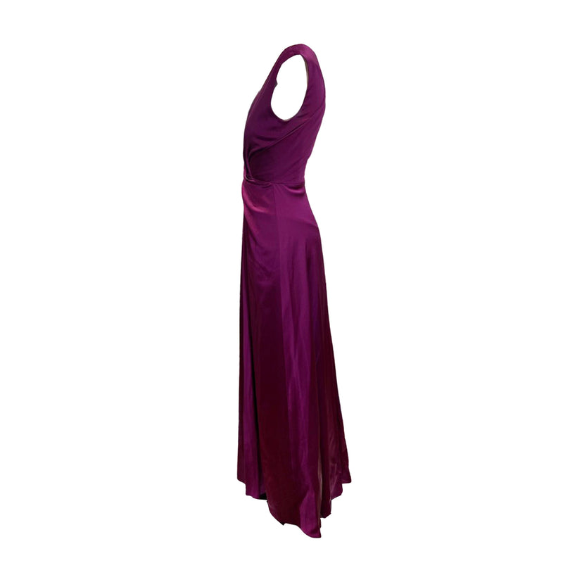 second-hand TALBOT RUNHOF fuchsia sleeveless maxi dress | Size US4