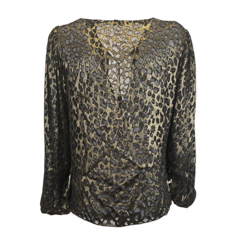 Saint Laurent animal print gold and black blouse