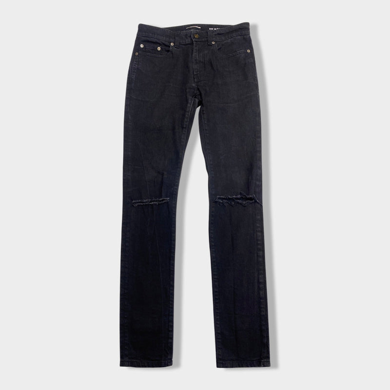 pre-owned SAINT LAURENT black ripped skinny jeans | Size 30