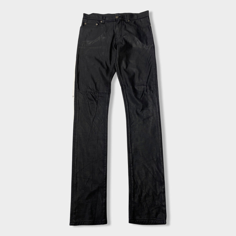 pre-owned SAINT LAURENT black vegan leather trousers | Size 29