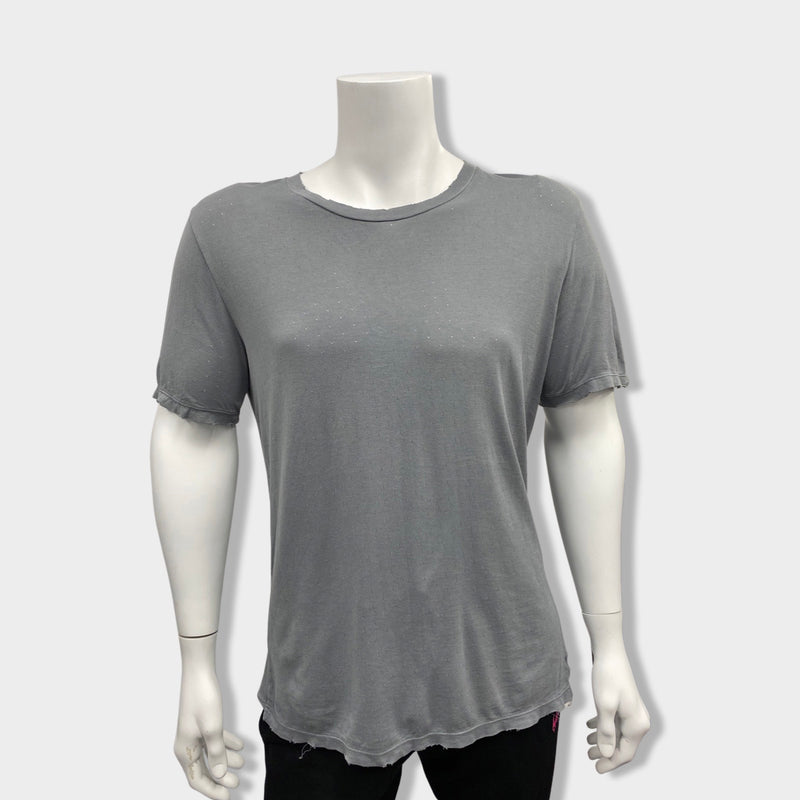 pre-owned SAINT LAURENT grey ripped cotton Y-shirt | Size L