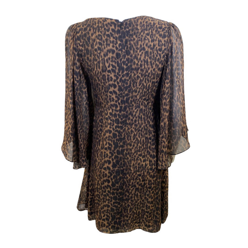 pre-loved SAINT LAURENT brown animal print silk dress | FR36