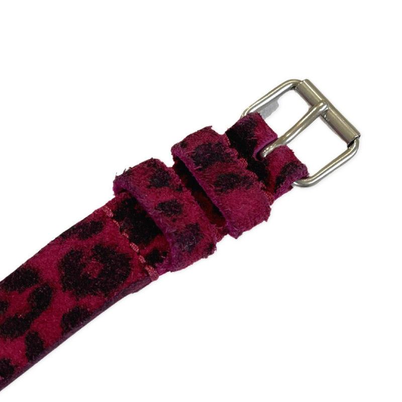 Saint Laurent animal print suede fuchsia belt