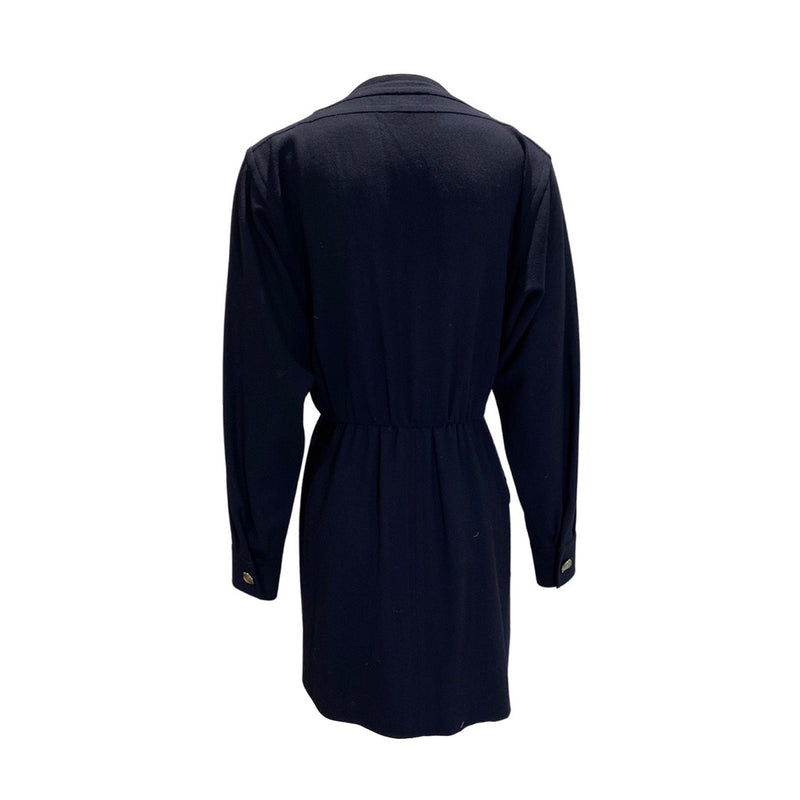 pre-owned Yves Saint Laurent navy envelope style mini dress | Size FR36