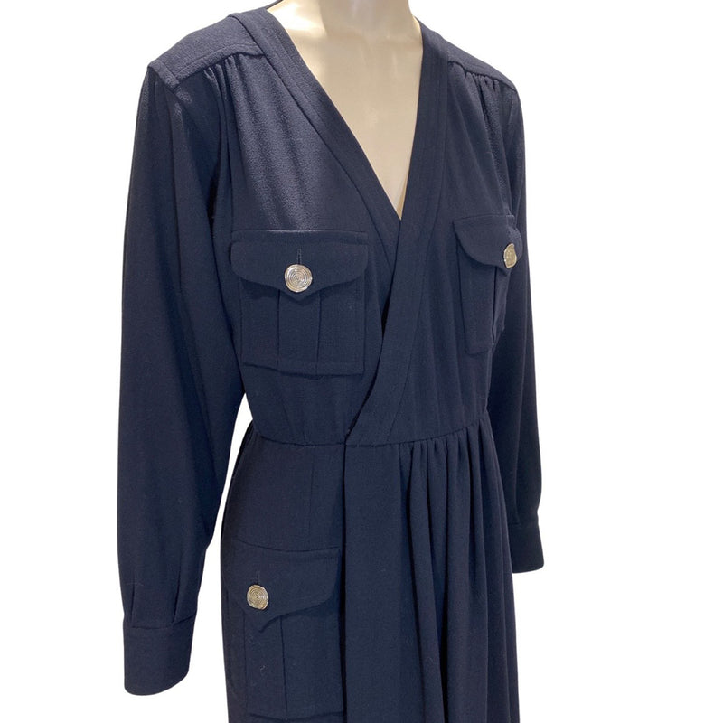 second-hand Yves Saint Laurent navy envelope style mini dress | Size FR36