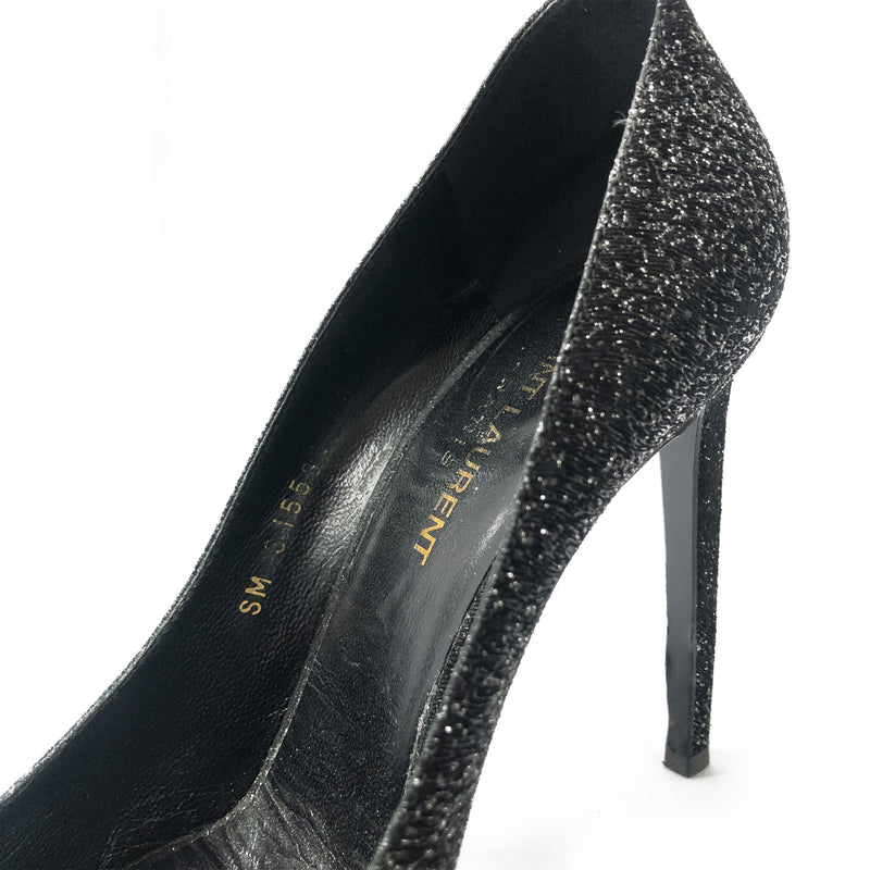 Saint Laurent Anja black glitter pumps