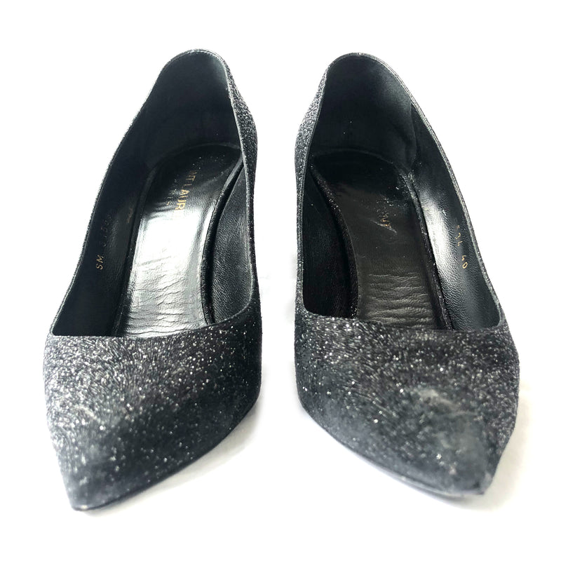 Saint Laurent Anja black glitter pumps